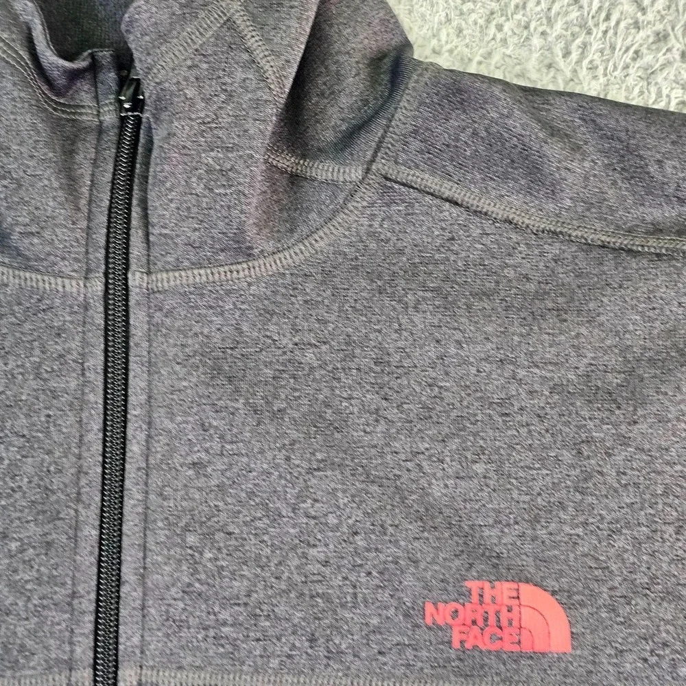 The North Face Hoodie Mens XL Gray Black Full Zip Fleece Colorblock Logo CHX3
